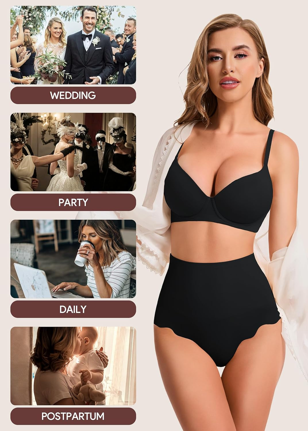 Tummy Control Shapewear Panties for Women, High Waisted Seamless Body Shaper Briefs Shapewear Girdle Underwear