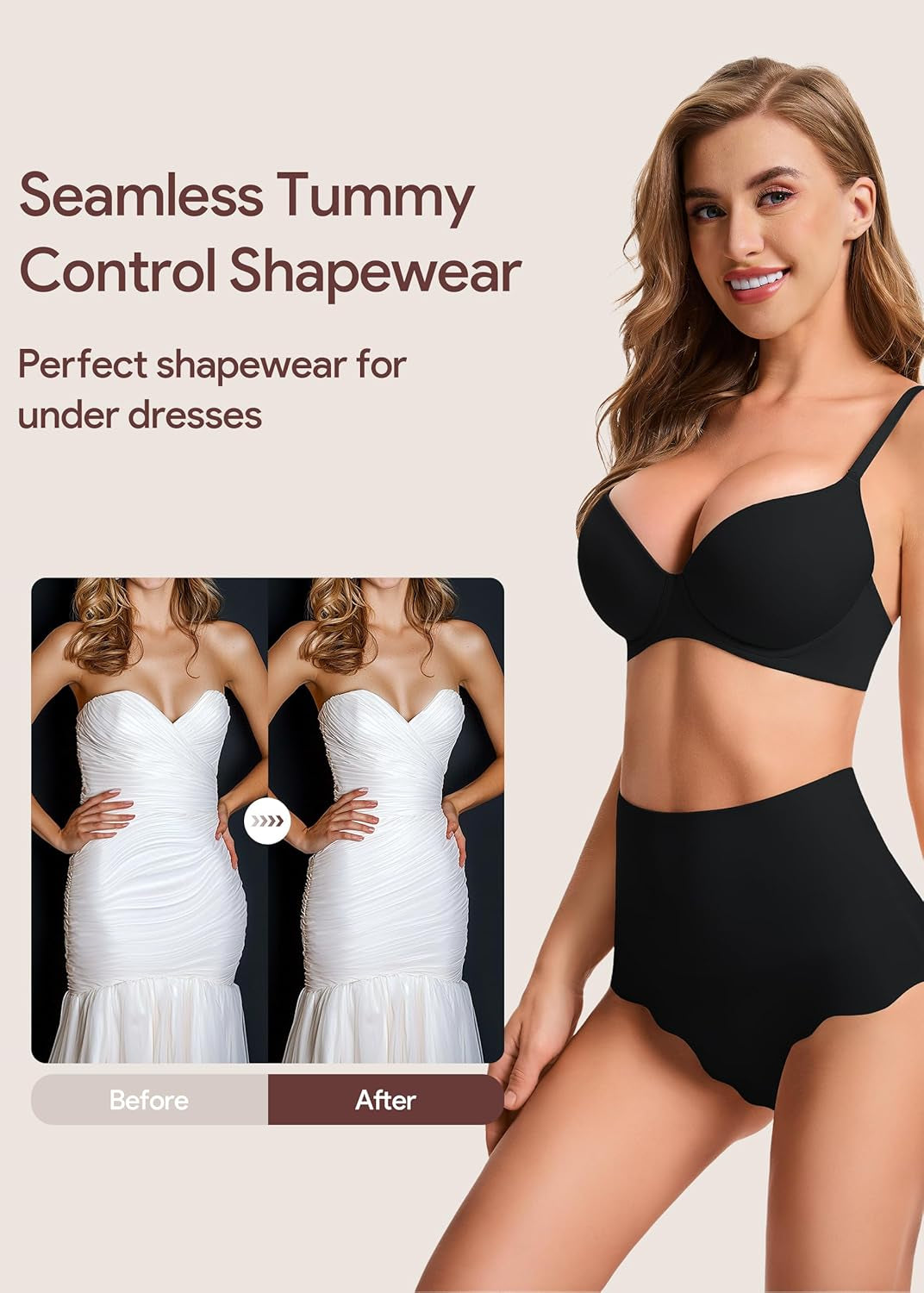 Tummy Control Shapewear Panties for Women, High Waisted Seamless Body Shaper Briefs Shapewear Girdle Underwear